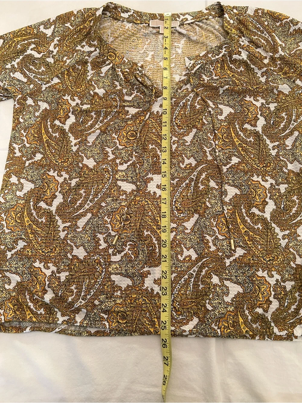 Michael Kors Women’s 2 Piece Mustard Paisley Ruffle Skirt and Blouse